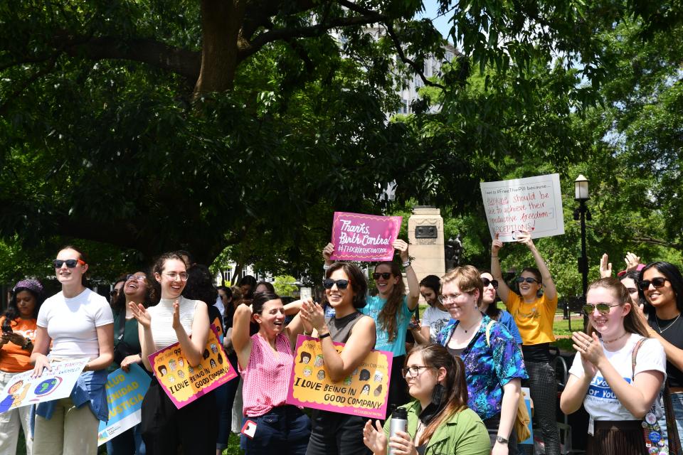 Free the Pill and other advocacy groups that support improving access to contraceptives rallied outside the White House in support of making Opill available over the counter.
