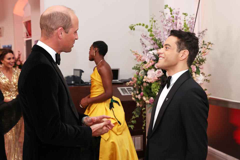 <p>Meanwhile, Prince William chatted with Rami Malek, who plays villain Safin in the film. </p>