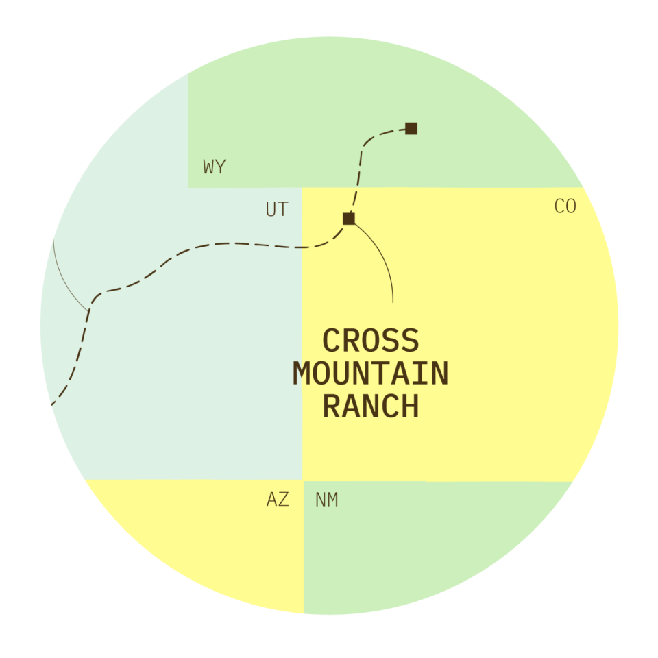 The planned route of Phil Anschutz's 732-mile power line. This closeup highlights Cross Mountain Ranch.