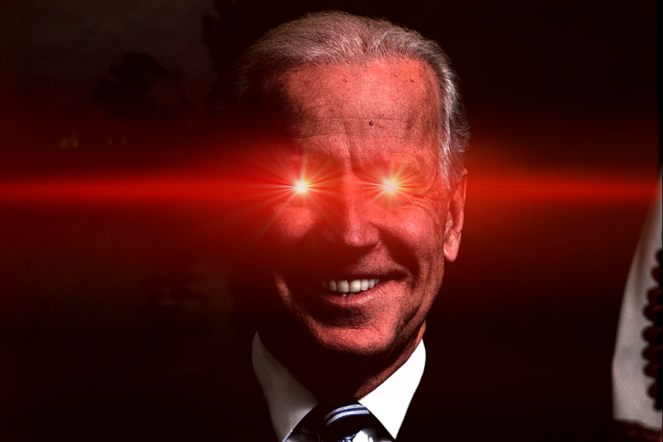 Biden HQ shared an image of the president with laser eyes in his first post on TikTok (BidenHQ/ X)