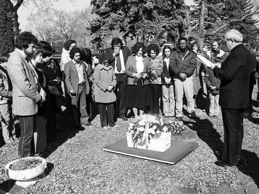 About 50 people gathered to bury Andrew John Doe, an infant found in a ditch early March 1981.