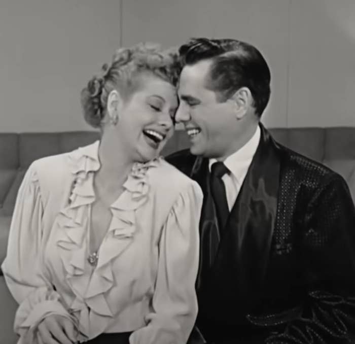 Lucille Ball and Desi Arnaz laugh in the trailer for "Lucy and Desi"