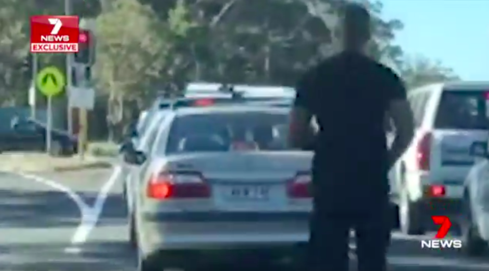 The P-plater approaches the victim after words were exchanged. Source: 7News