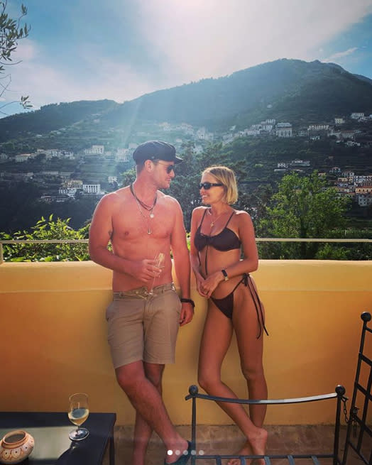 Lara Worthington pictured in a bikini with her brother Joshua Bingle