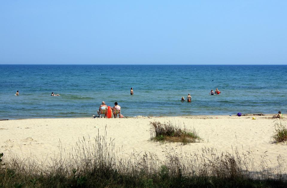 The north beach at Harrington Beach State Park is great for sunbathing or swimming in Lake Michigan on a warm summer day.