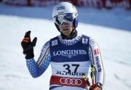 Alpine Skiing - FIS Alpine Skiing World Championships - Men's Alpine Combined Downhill - St. Moritz, Switzerland - 13/2/17 - Josef Ferstl of Germany reacts at the finish line of the downhill part of the Alpine Combined. REUTERS/Denis Balibouse