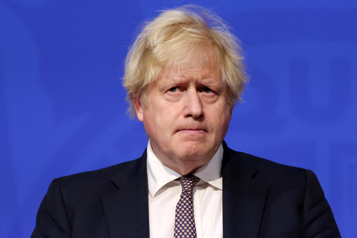 Prime Minister Boris Johnson during a media briefing in Downing Street, London, on coronavirus (Covid-19). Picture date: Saturday November 27, 2021.