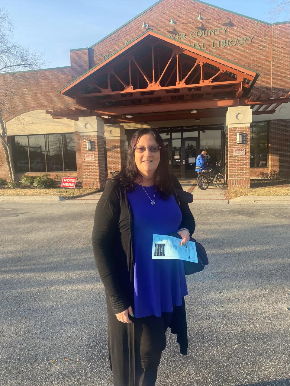 At the New Hanover County Northeast Regional Library, Mary-Beth Kohler of New Hanover County said she cast her ballot for President Joe Biden during Tuesday's primary.