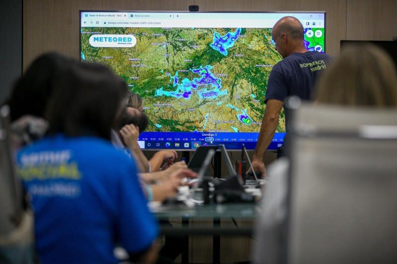 Officials monitor the storm system sweeping through Spain on Sunday. Photo courtesy of Madrid Mayor José Luis Martínez-Almeida/Twitter