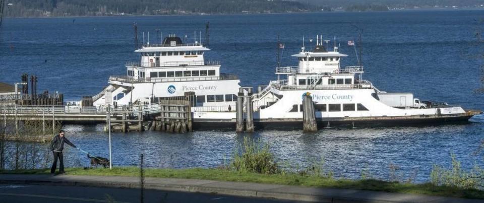 Pierce County ferries the Steilacoom, left, and the Christine Anderson run from the Steilacoom waterfront to Ketron and Anderson islands in March 2016.