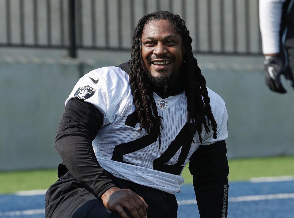 Marshawn Lynch reportedly made strange demands of the AAF for a draft-day interview. (AP)