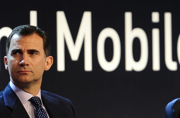 Spain's Crown Prince Felipe attends the inauguration of the Mobile World Congress.