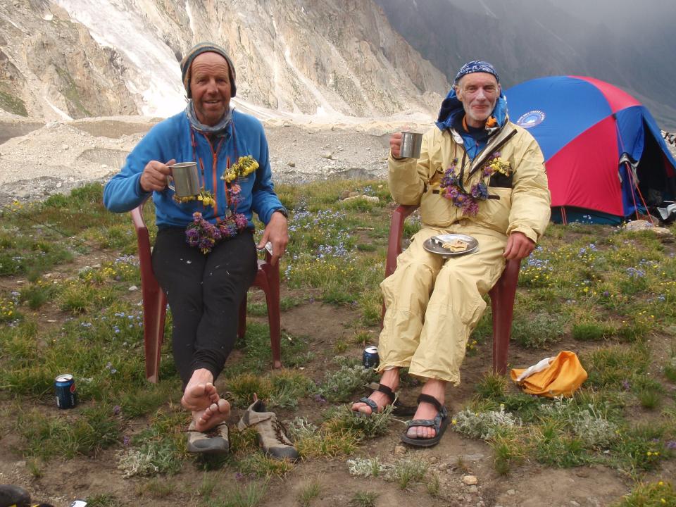 Rick Allen with former climbing partner Sandy Allan at the Diamir base camp in Pakistan (Sandy Allan/PA) (PA Media)