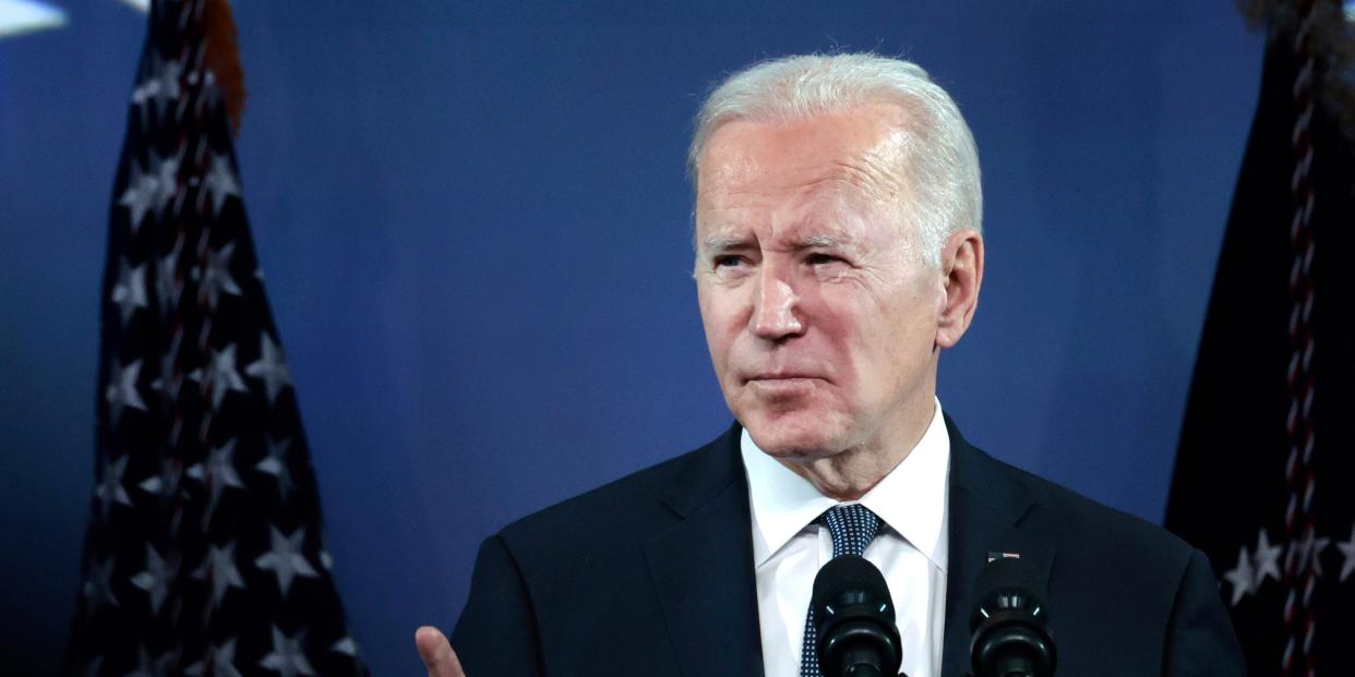 President Joe Biden seen at the Washington Hilton Hotel on February 15, 2022 in Washington, DC.