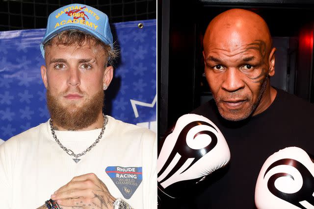 <p>Alexander Tamargo/Getty, Gilbert Flores/Penske Media via Getty</p> Jake Paul, Mike Tyson