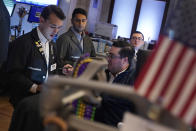 Traders work on the floor of the New York Stock Exchange, Wednesday, Aug. 7, 2024. (AP Photo/Richard Drew)