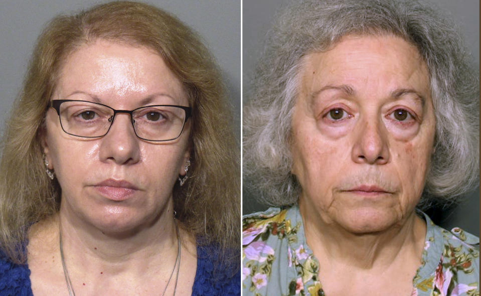 Joanne Pascarelli, left, and her sister Marie Wilson, right, have been charged with stealing nearly half a million dollars (Picture: AP)