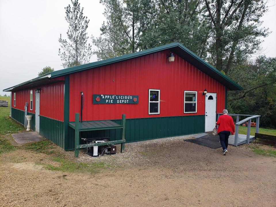 The Apple'licious Pie Depot sells apple pie and other baked goods out of a small red building on State Highway 171 east of Gays Mills. 