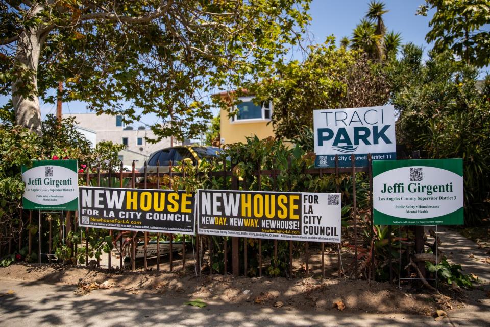 Candidate signs along Venice Boulevard.