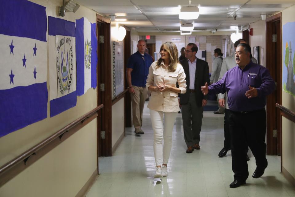 U.S. first lady Melania Trump toured the facility after a roundtable discussion with doctors and social workers at the Upbring New Hope Children's Center.