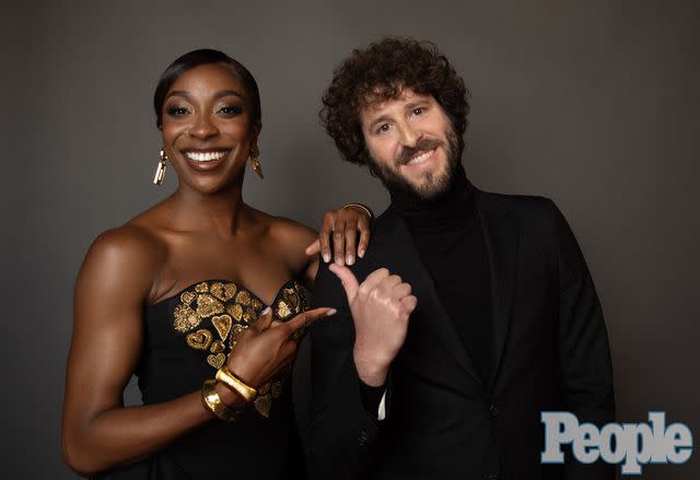 <p>Ben Trivett/Shutterstock for PEOPLE</p> Ego Nwodim and Lil Dicky