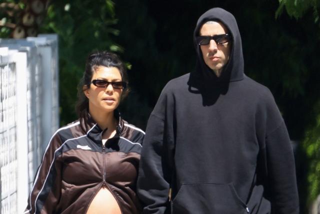 Pregnant Kourtney Kardashian Shows Off Her Bare Bump on Sunny Stroll with  Husband Travis Barker - Yahoo Sports