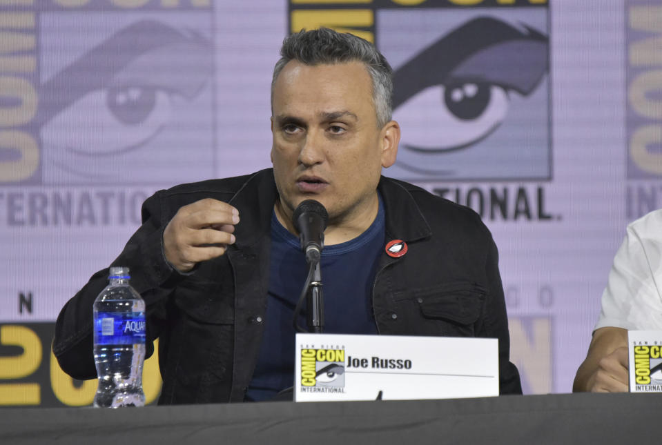 Joe Russo speaks at a conversation with the Russo Brothers on day two of Comic-Con International on Friday, July 19, 2019, in San Diego. (Photo by Richard Shotwell/Invision/AP)