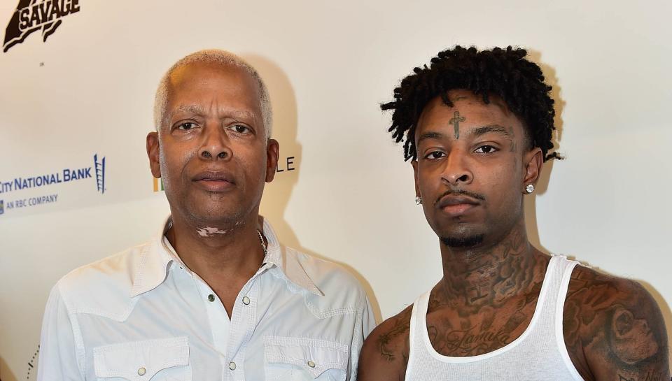 Rep. Hank Johnson (D-Ga.) with rapper 21 Savage, who has been accused of overstaying his visa from the U.K. (Photo: Moses Robinson via Getty Images)