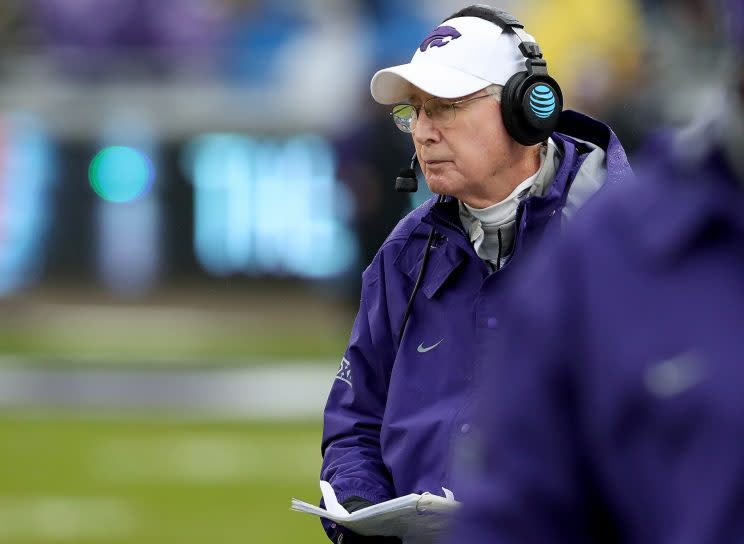 Kansas State coach Bill Snyder is reportedly receiving treatment for a health issue. (Getty)