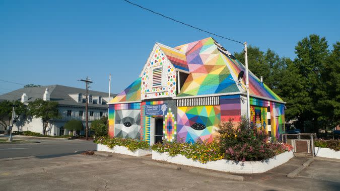 A building painted by artist Okuda San Miguel situated in downtown Fort Smith, Arkansas, is the Future School of Fort Smith, a charter school.