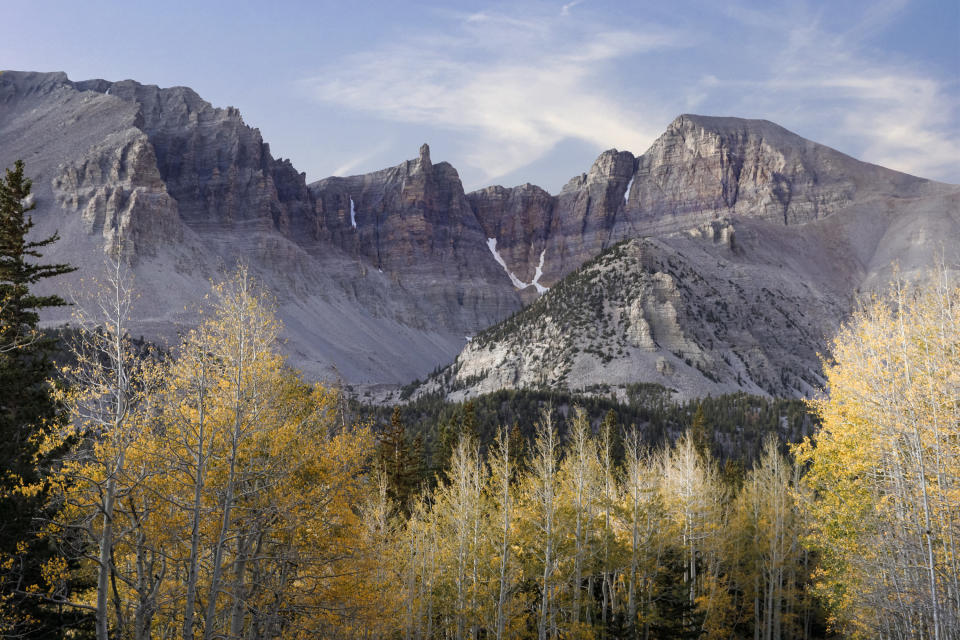 Multi-toned layers accent Great Basin national park's mountains.