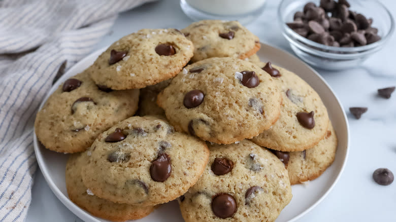 Chocolate chip quinoa cookies on a plate