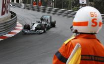 Formula One driver Nico Rosberg of Germany drives his Mercedes at the start of the Monaco F1 Grand Prix in Monaco, May 25, 2014. REUTERS/Robert Pratta (MONACO - Tags: SPORT MOTORSPORT F1)