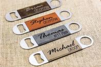 <p><strong>PersonalizedMoments1</strong></p><p>Etsy</p><p><strong>$10.50</strong></p><p><a href="https://go.redirectingat.com?id=74968X1596630&url=https%3A%2F%2Fwww.etsy.com%2Flisting%2F954604470%2Fgroomsmen-gift-bottle-opener-groomsmen&sref=https%3A%2F%2Fwww.prevention.com%2Flife%2Fg37514083%2Fsecret-santa-gift-ideas%2F" rel="nofollow noopener" target="_blank" data-ylk="slk:Shop Now;elm:context_link;itc:0;sec:content-canvas" class="link ">Shop Now</a></p><p>Everyone needs a bottle opener, so why not make it fun? It’ll be their new go-to bar tool year-round. You can <strong>personalize it</strong> with whatever you want.</p>