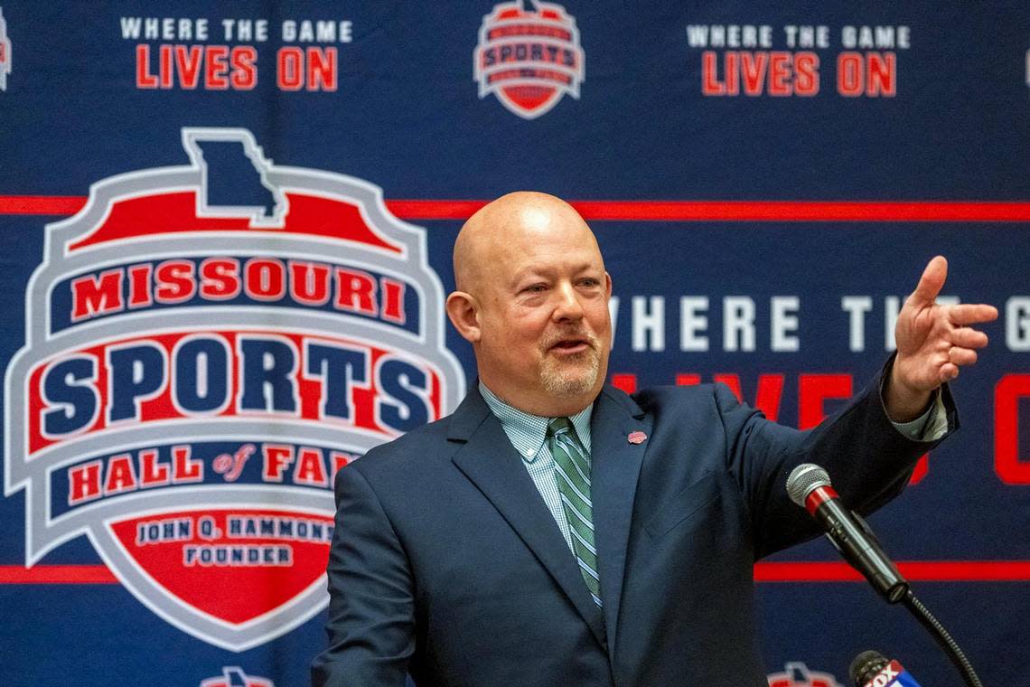 Byron Shive, CEO and executive director of the Missouri Sports Hall of Fame, was the emcee at the Wednesday, March 20, 2024, induction ceremony at Union Station in Kansas City.