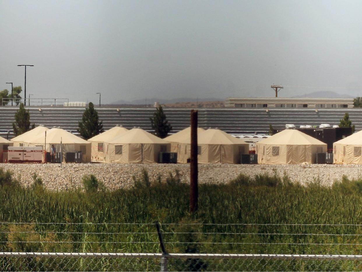 View of a temporary detention centre for illegal underage immigrants in Tornillo, Texas, US near the Mexico-US border, on 18 June 2018: HERIKA MARTINEZ/AFP/Getty Images