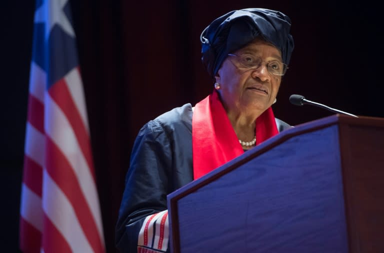 Ellen Johnson Sirleaf spoke at a US Institute of Peace event on Capitol Hill in Washington in September last year