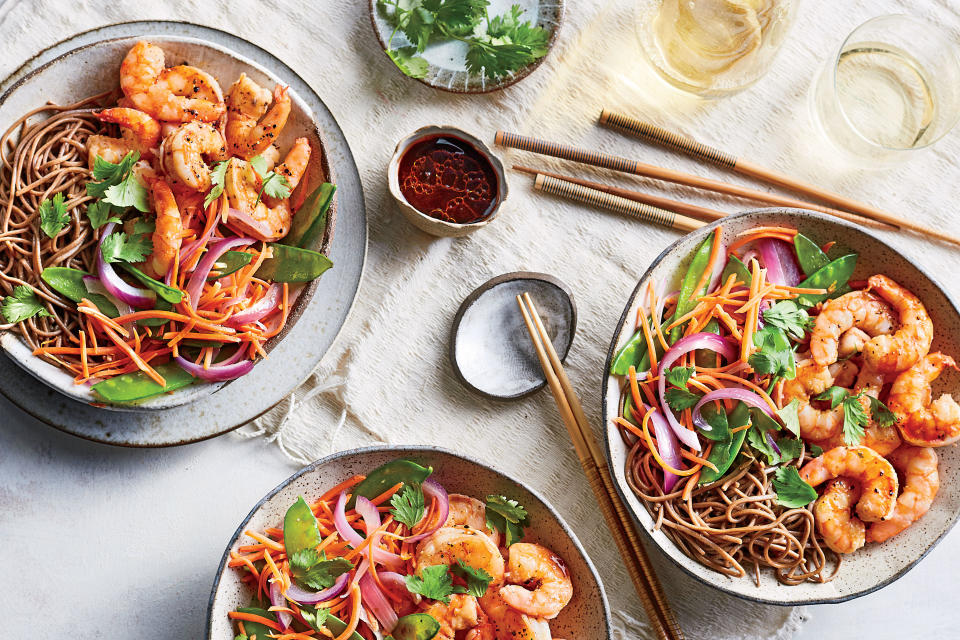 Soba Noodle-and-Shrimp Bowls