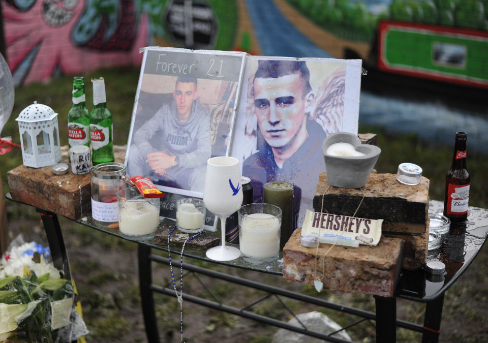 A nine-year-old boy was knocked off his bike and badly injured as he visited a shrine to his brother - who died in a crash on the same road.  Rudi Till suffered a broken collar bone, broken ribs, and head injuries after a collision on Manchester Road in the Castleton area of Rochdale, Greater Manchester last Monday [Sept 21].  Caption: Tributes to Kavana Taylor, who died in a car crash on Manchester Road in Castleton, Rochdale, Greater Manchester, on April 1, 2018