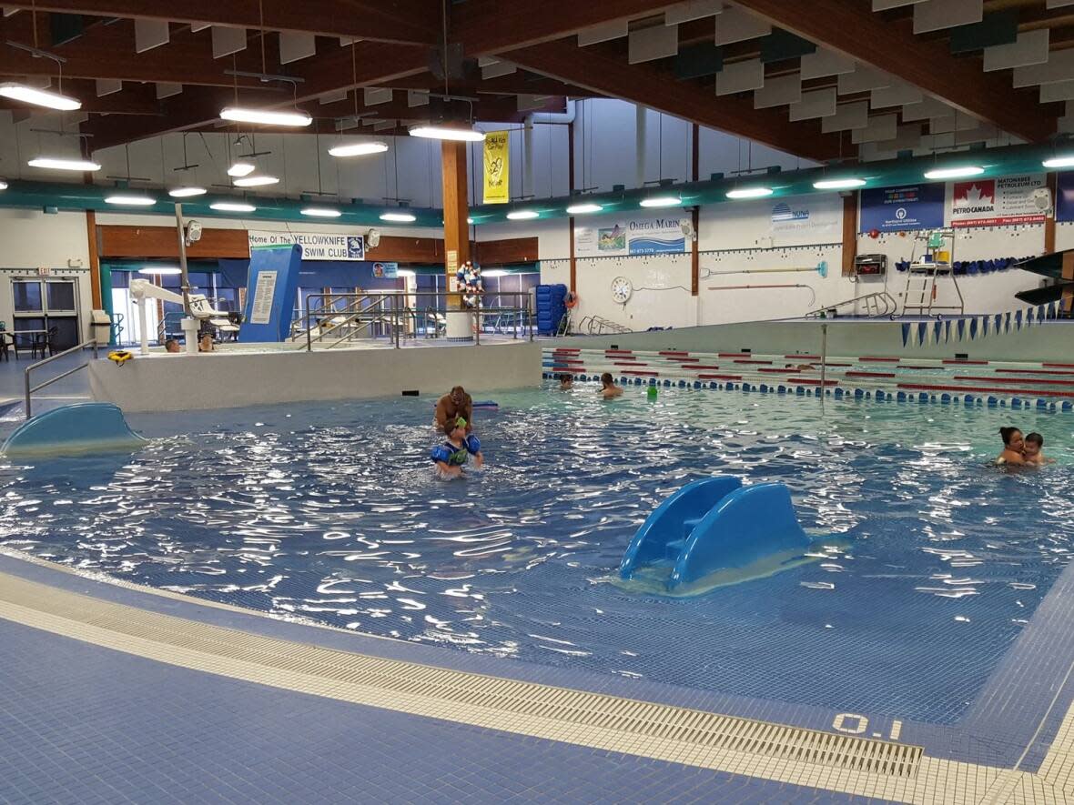 The Ruth Inch Memorial Pool in Yellowknife, where the Polar Bear Swim Club is planning to hold its territorial swim meet this weekend. That meet may have to be cancelled, if a lockout or strike closes the pool. (Sara Minogue/CBC - image credit)