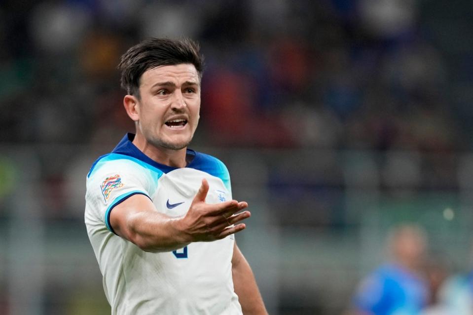 Harry Maguire started England’s defeat in Italy despite his inconsistent form at Manchester United (Antonio Calanni/AP) (AP)