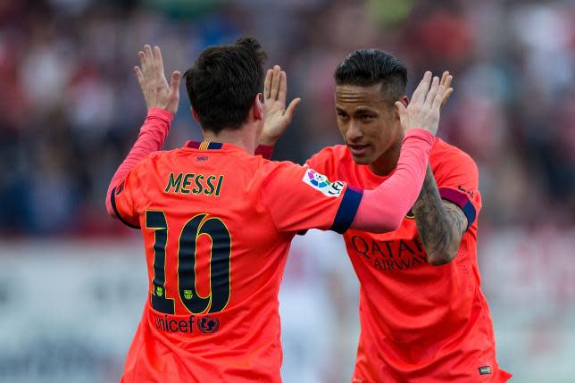 Two of the players that make the Barca squad tick, Lionel Messi (L) and Neymar (R).