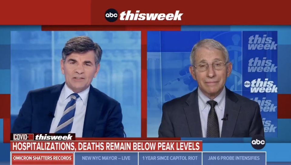 ABC host George Stephanopoulos interviews Dr. Anthony Fauci. (Screenshot: Twitter/@ThisWeekABC)