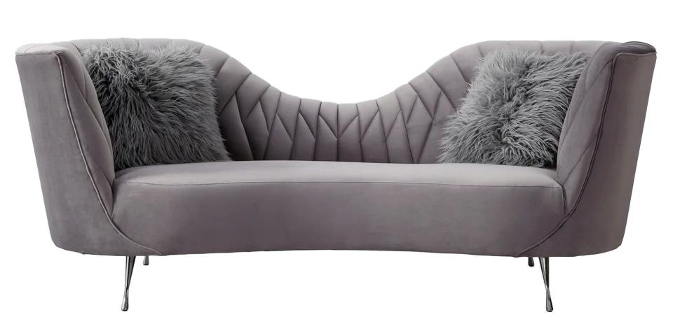 6) Eva Grey Velvet Sofa