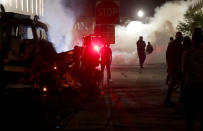 Aug 23, 2020; Kenosha, WI, USA; People gather outside the Kenosha County Courthouse in Kenosha on Sunday, Aug. 23, 2020. Kenosha police shot a man Sunday evening, setting off unrest in the city after a video appeared to show the officer firing several shots at close range into the man's back. Mandatory Credit: Mike De Sisti/Milwaukee Journal Sentinel via USA TODAY NETWORK/Sipa USA