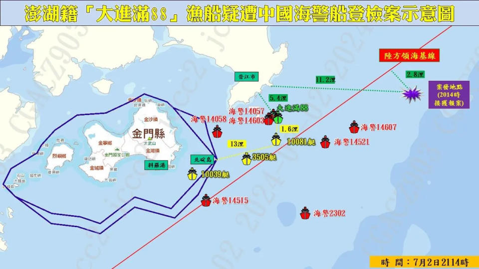 海巡署與大陸海警船對峙。(圖/海巡署)