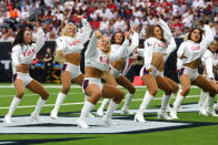 <p>Texan cheerleaders perform wearing Houston Strong tops during the Houston Texans NFL football game following the aftermath of tropical storm Harvey in Houston, Texas, U.S., September 10, 2017. REUTERS/Mike Blake </p>