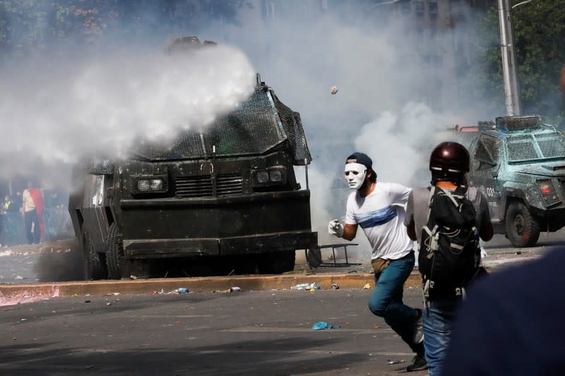 Protest against Chile's state economic model in Santiago