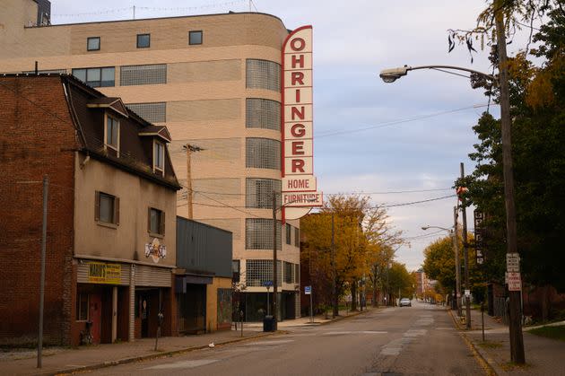 The Ohringer, which once housed an eight-story furniture store, now has apartments for artists. There's an art gallery on the ground floor. (Photo: Justin Merriman for HuffPost)