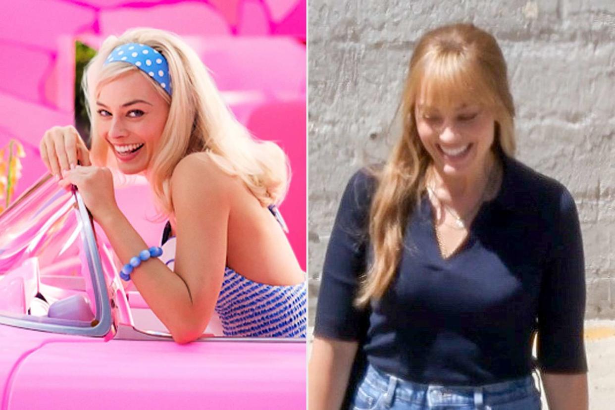 <p>Jaap Buitendijk/Warner Bros. Entertainment Inc.; BACKGRID</p> Before and after of Margot Robbie